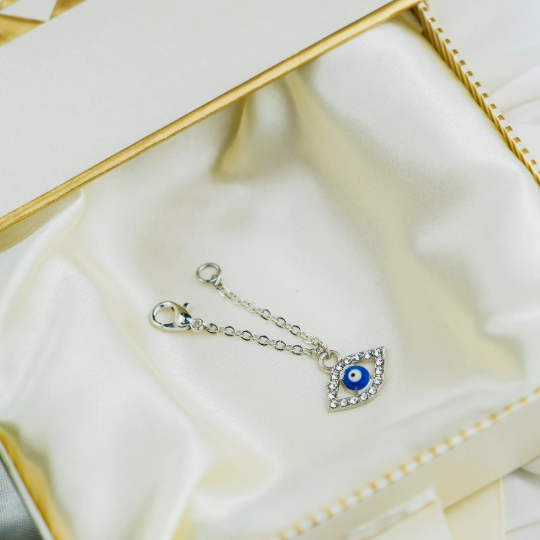 Dainty Silver Evil Eye Zircon IWatch Strap Dangle Jewellery Charm