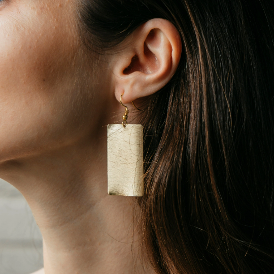 Gold Geometric Rectangle Earrings