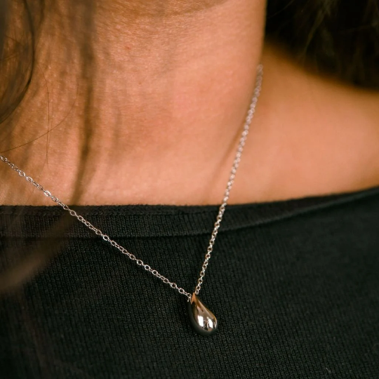 925 Silver Small TearDrop Water drop Dainty Pendant Necklace – The Colourful Aura
