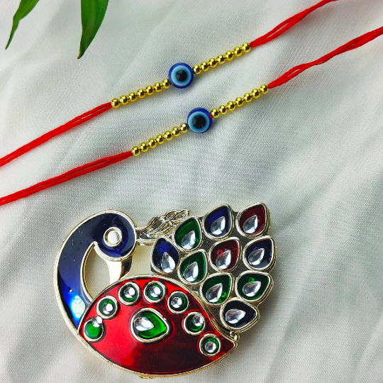 Golden Beaded Evil Eye Rakhi for Raksha Bandhan | Rakhi for Brother Sister