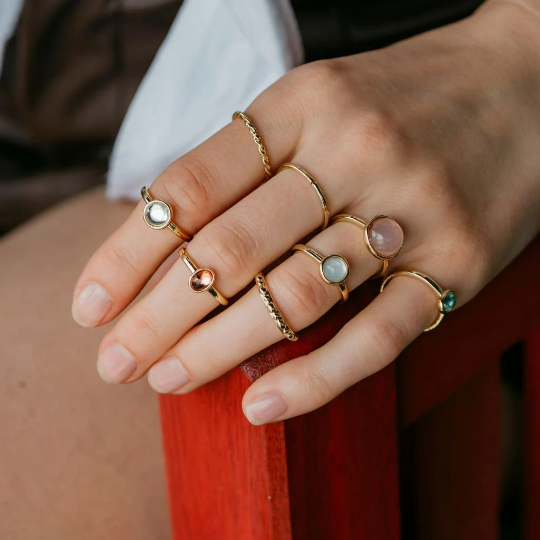 Colourful Stone Fingers Rings Indie Beach Ring set TCA The