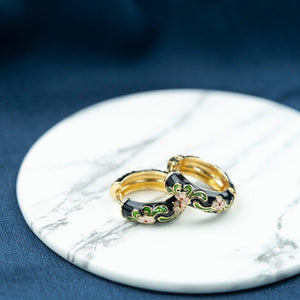 Large Enamel Huggie Multicolour Rainbow Dainty Floral Hoop Earrings (Close-up Detail) | The Colourful Aura