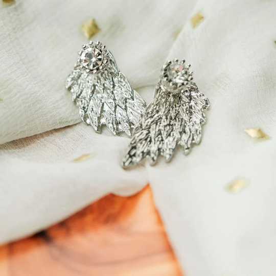 Guardian Angel Wings Everyday Bar Ear Screw Studs Earrings