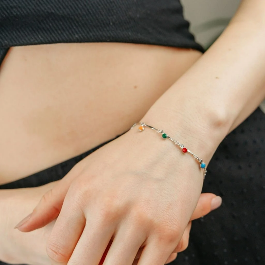 Multi Colour Dangle Dainty Beaded Mama Boho Charm Rainbow PRIDE Bracelet