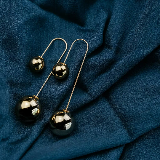 Large Silver Ball Crawler Hook Sphere Dangle Ear Pierced Cuff Climber Earring