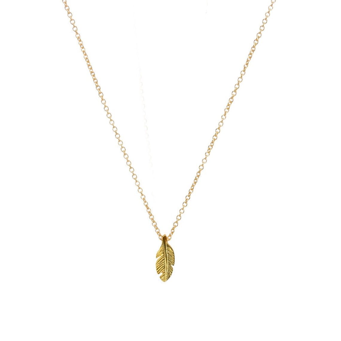 Gold Angel Feather Leaf Charm Freedom Bird Pendant Necklace