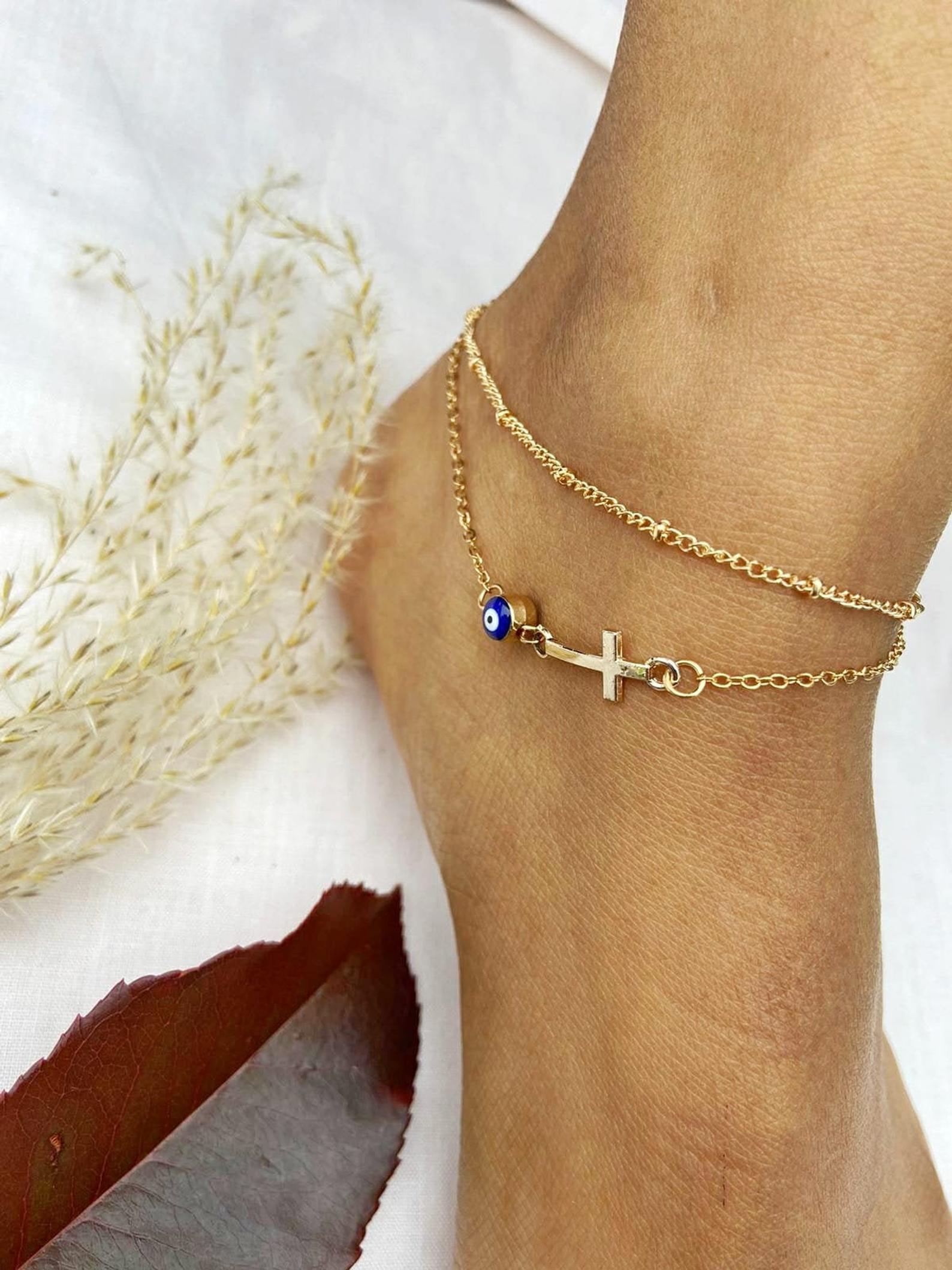 Boho Layered Charm Anklet Jewelry