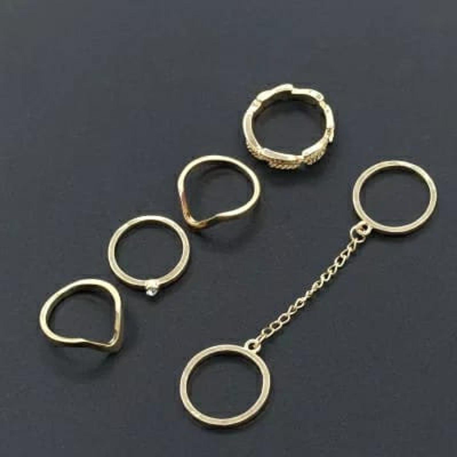 Gold Chain Knuckle ring set