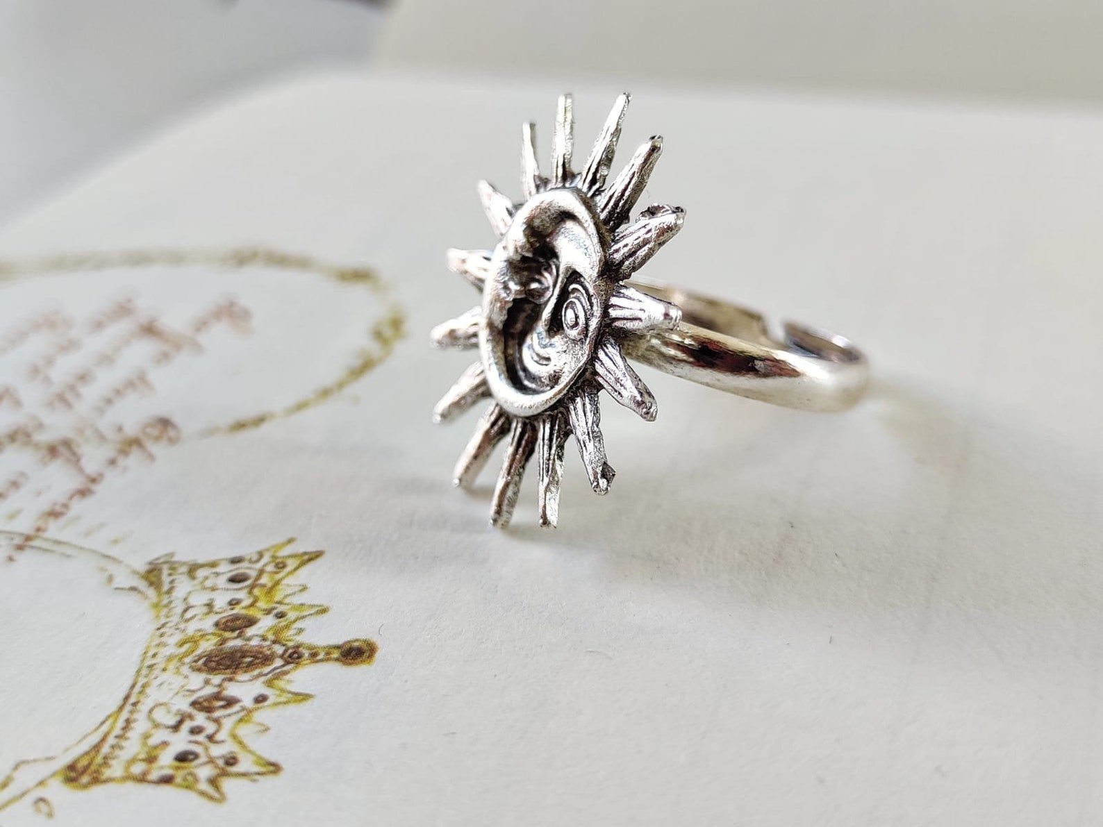 Sterling silver sale sun ring