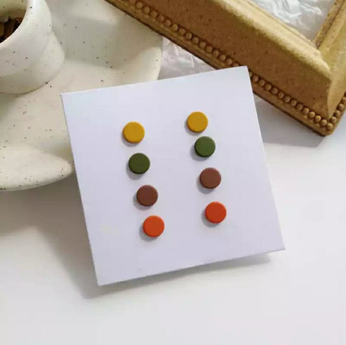 Colourful Unisex Round Disc Button Stud