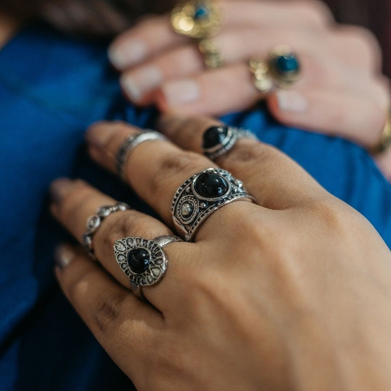 5 Piece Bohemian vintage Tribal Midi Stackable Ring Set