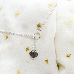 Two Heart Charm Cross Solid Heart Drop Interlock Y Shape Lariat Necklace (Close-up Detail) | The Colourful Aura