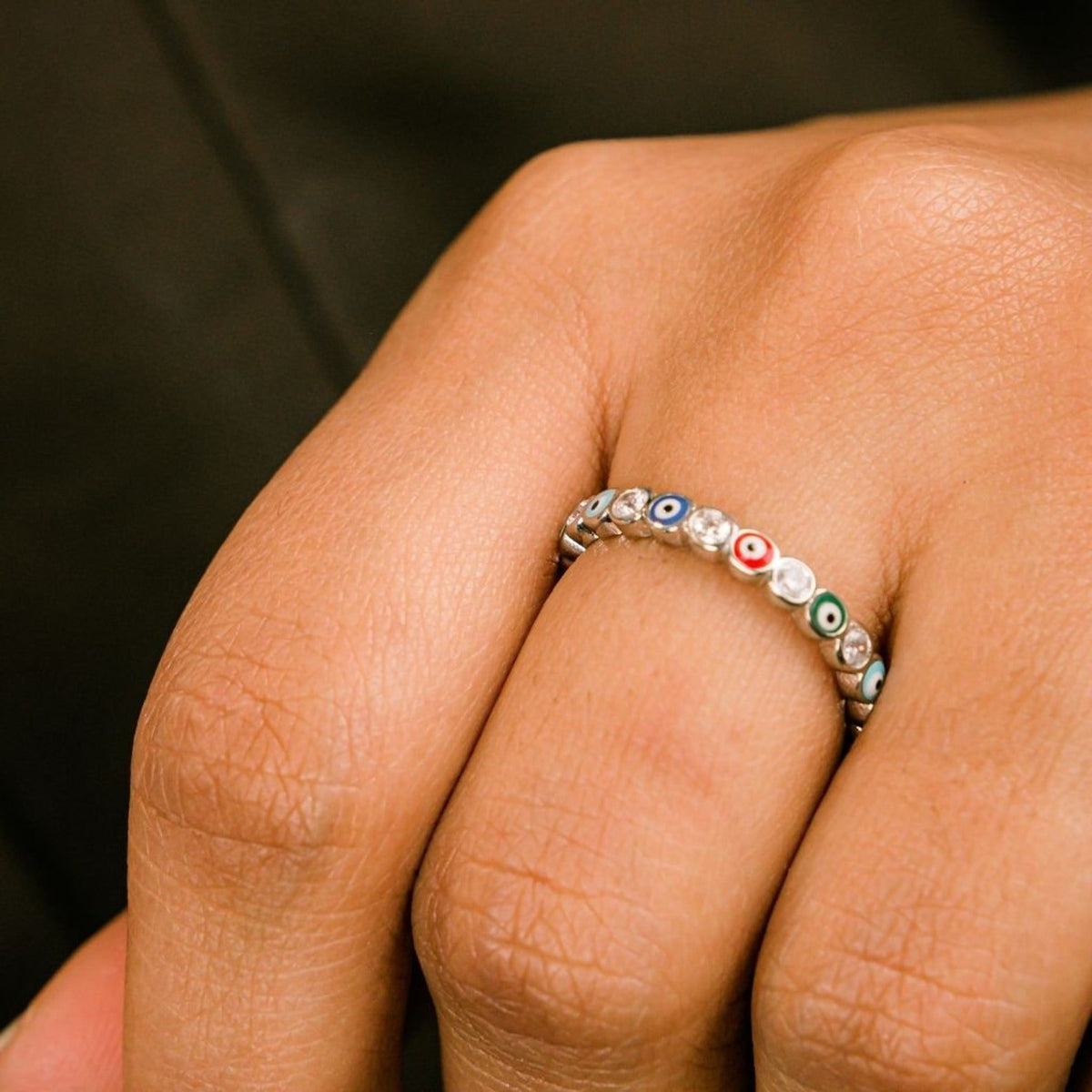 Multi Eye Ring Multicolour Evil Eye Ring | Adjustable Rings | TCA – The Colourful Aura