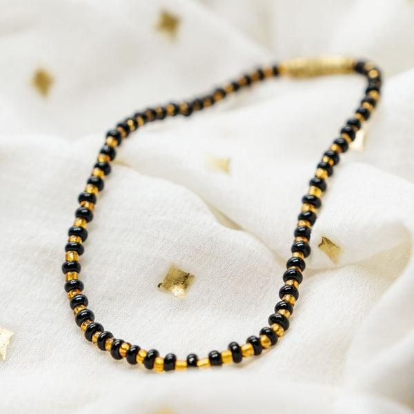 Black Golden Mangalsutra Tiny Black Bead Everyday Kids Nazaria Bracelet