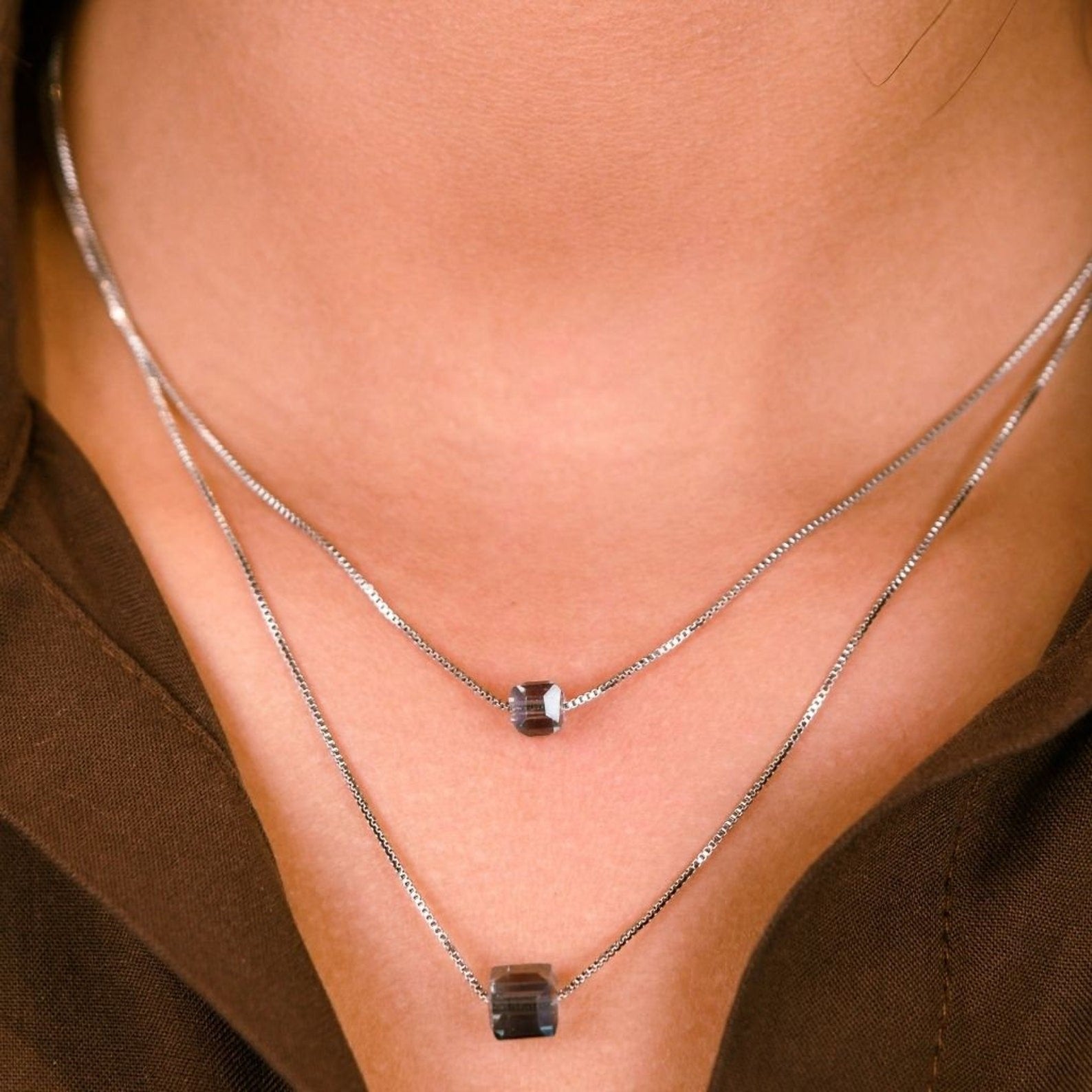 Sterling Silver Cube Necklace