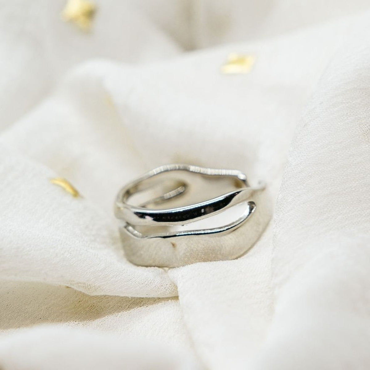 Adjustable Thick Hammered Silver Irregular Cuff Band Wave Ring – The Colourful Aura