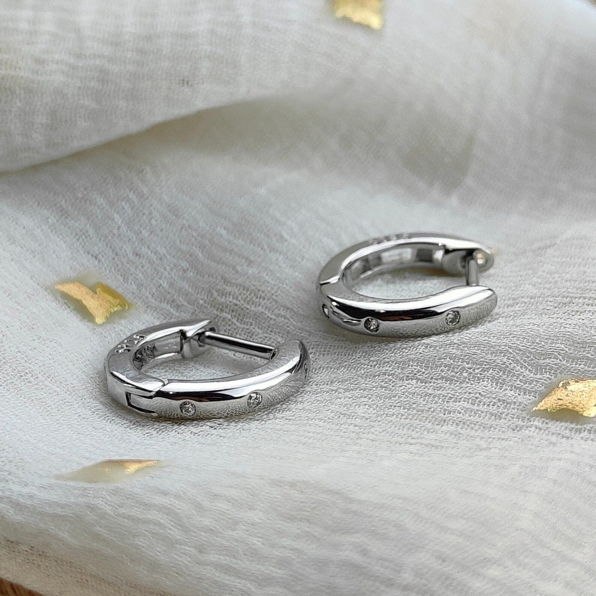Sterling Silver Circle Slim Round Zircon Dainty Everyday Hoop Earrings — Boho Jewellery UK | The Colourful Aura
