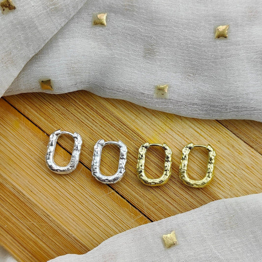 Square hammered Foil Hoop Earrings