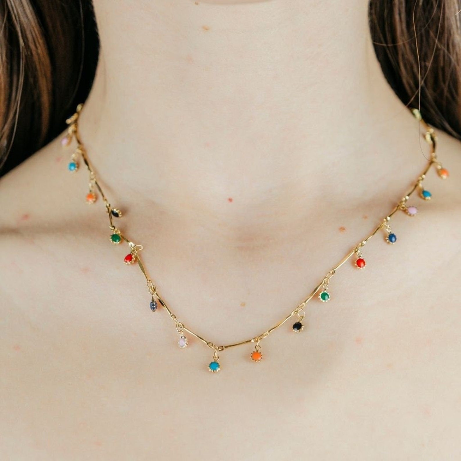 Gold and silver choker dainty necklace
