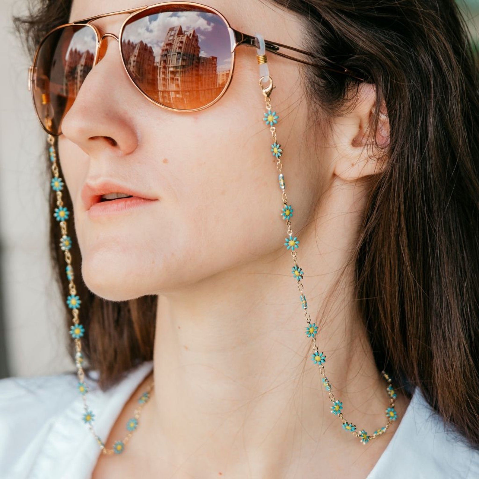 Floral Daisy Summer Sunglass Reading EyeGlass Chain Lanyard Detachable Chain