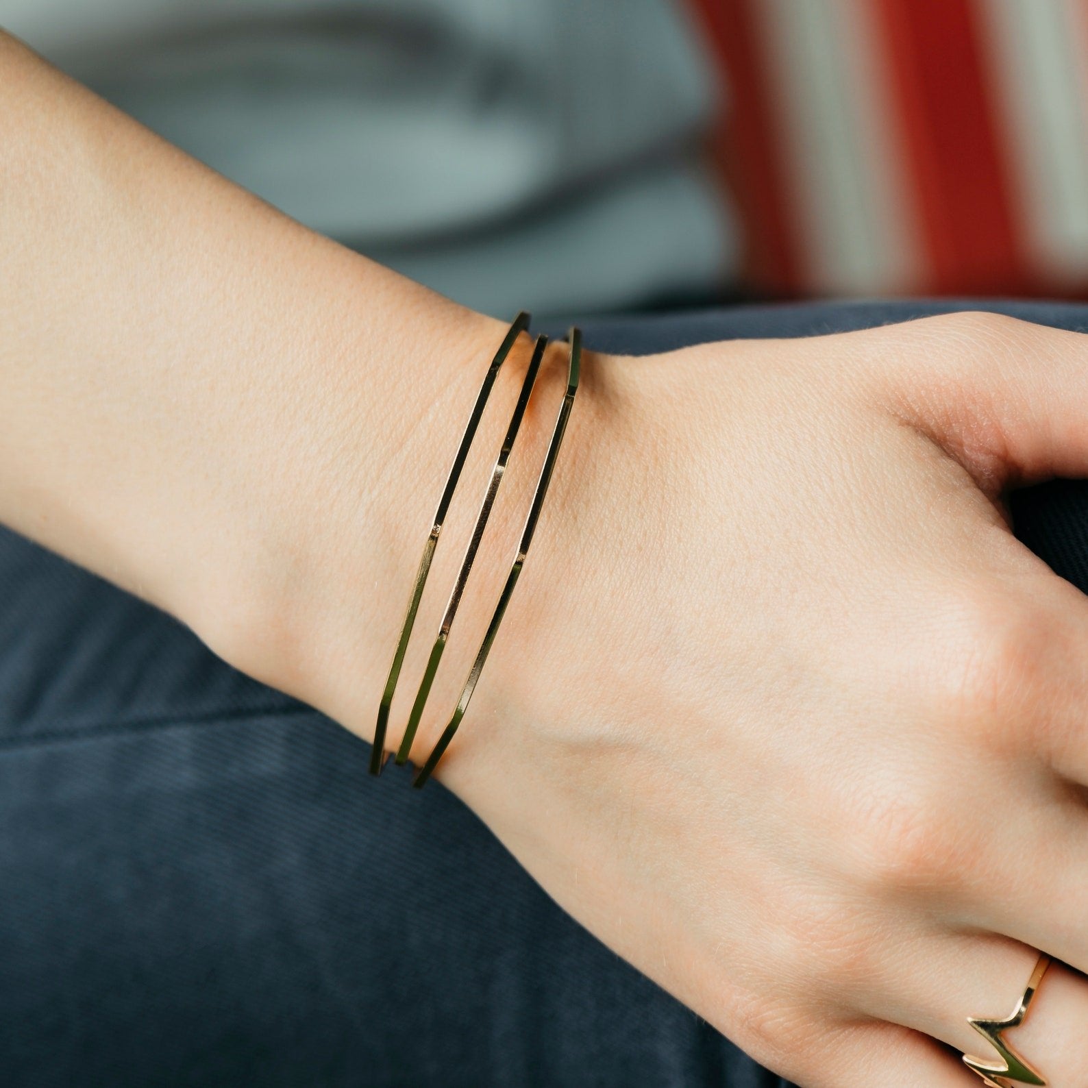 Adjustable Three Layer Silver Twist Angle Geometric Open Cuff Bangle Bracelet – The Colourful Aura