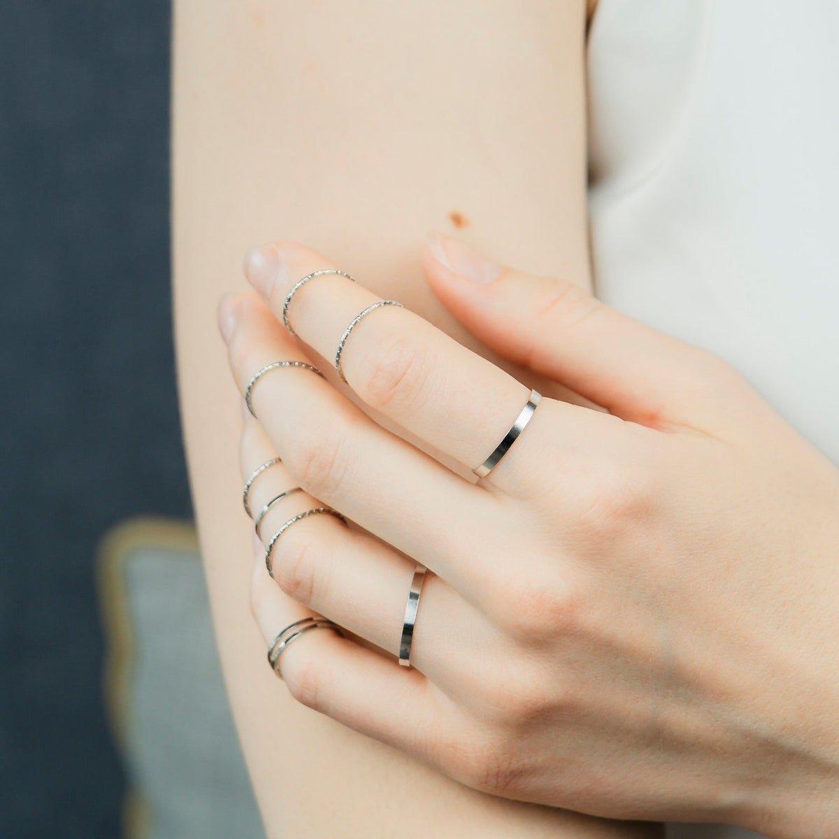 10 Piece Slim Silver Gold Stackable Bohemian Midi Tribal Beach Ring Set — Boho Jewellery UK | The Colourful Aura