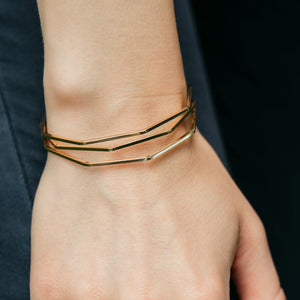 Adjustable Three Layer Silver Twist Angle Geometric Open Cuff Bangle Bracelet – The Colourful Aura