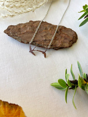 Two Bird Silver Gold Pendant Necklace, Nature Birds Charm, Simple Pendant for (Close-up Detail) | The Colourful Aura