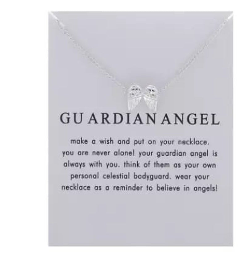 Golden Guardian Angel Wings Good Luck Two Wings Charm Pendant Necklace