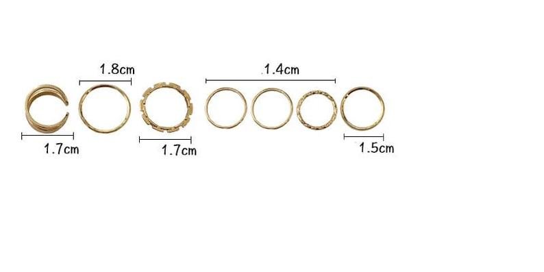 7 Piece Multisize Band Silver Cuff Stackable Boho Ring set