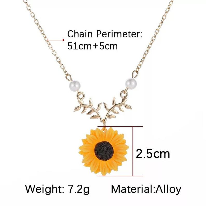 Sunflower Charm Pearl Daisy Flower Summer Beach Pendant Necklace