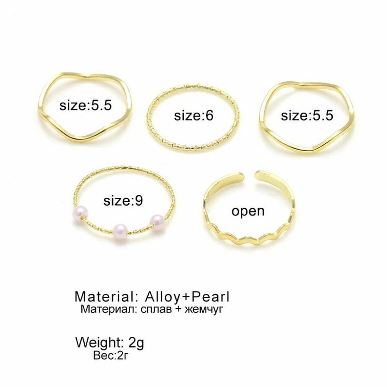 5 Pcs Boho Style Ring Set