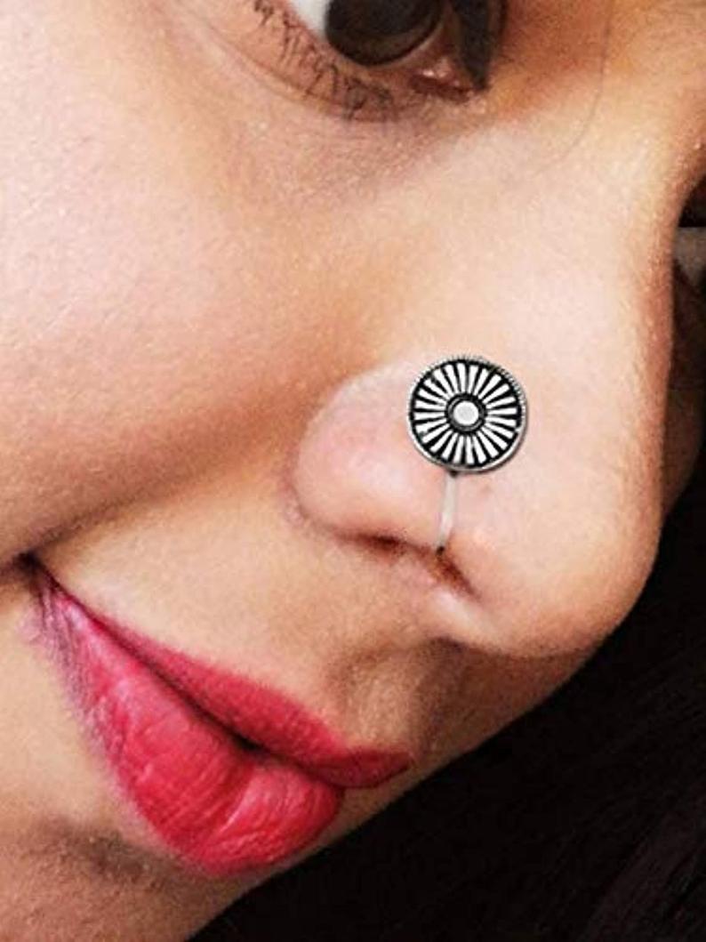 Multiple Design Simple Round Clip On Non Pierced Antique Boho Nose Pin