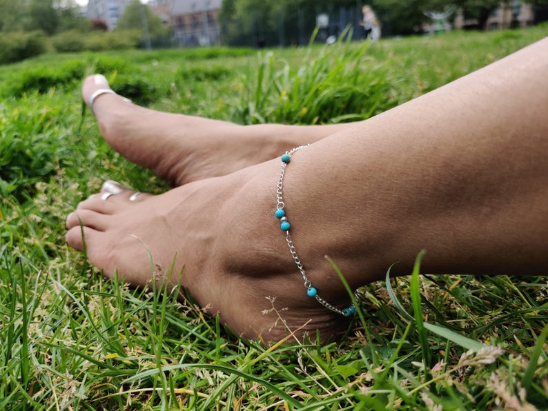 Silver Beaded Anklet