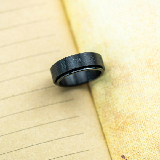 6mm Matt Black Buddhist Tibetan Spinner Prayer Rotating Monk Ring