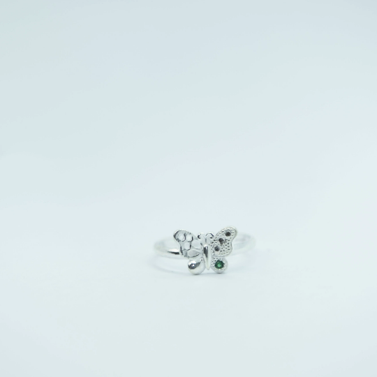 Sterling Silver Adjustable Butterfly Animal Dainty Ring for Women