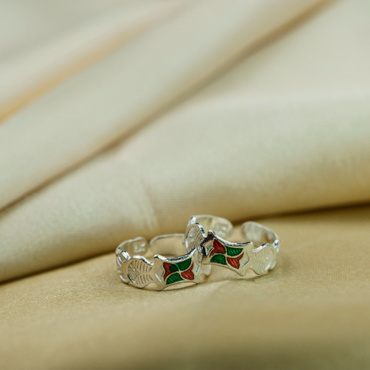 2 Pcs Enamel Adjustable Pure Silver Band Boho Midi Beach Dainty Toe Ring — Boho Jewellery UK | The Colourful Aura