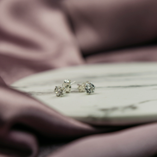 925 Silver Large Unisex Round Zircon Minimalist Dainty Everyday Studs Earrings