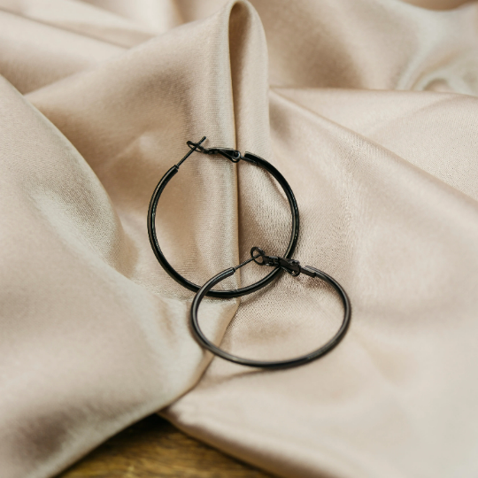 40MM Gold Large Round Dainty Minimal Pipe Threader Statement Hoop Earrings