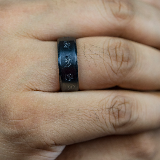 8mm Black Buddhist Tibetan Non-Spinner Prayer Male Prayer Ring