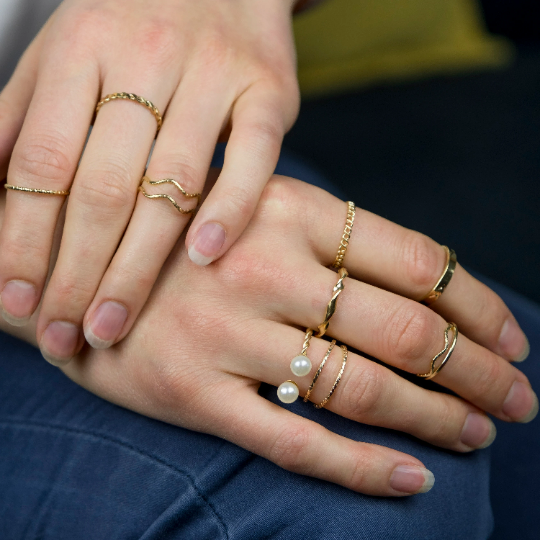 10 Piece Pearl Boho Silver Gold Stackable Vintage Tribal Midi Ring Set — Boho Jewellery UK | The Colourful Aura