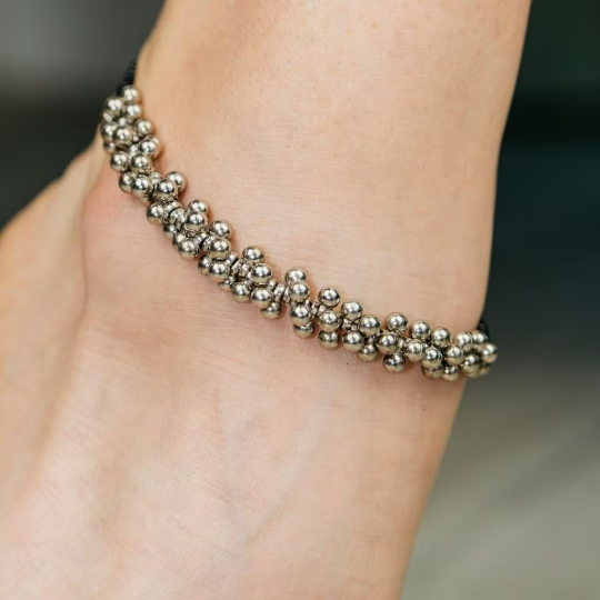 German Silver Ball Chain Anklet