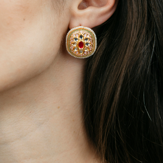 Floral Indian Meenakari Studs