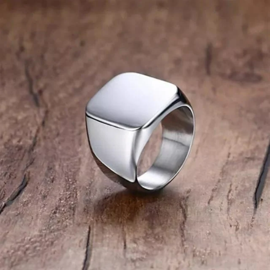 Flat Top 15mm Wide Square Punk Classic Hiphop Stackable Signet Ring