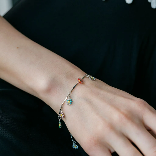 7 Inches Colourful Rainbow Sun Flower Dangle Indie Boho Daisy Floral Charms (Close-up Detail) | The Colourful Aura
