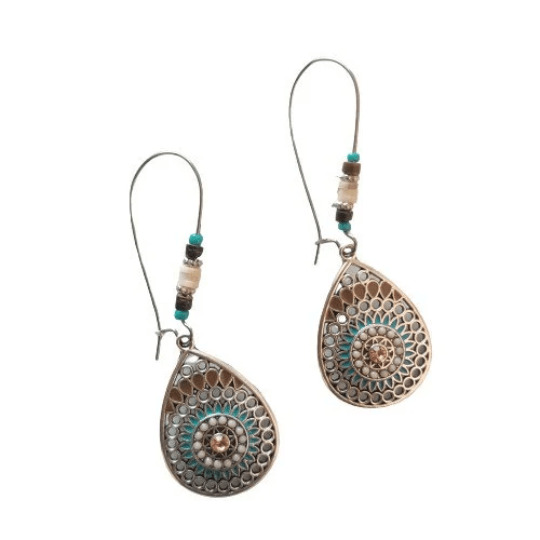 Long Mandala Floral Enamel Indian Triangle Vintage Boho Drop Ethnic Danglers