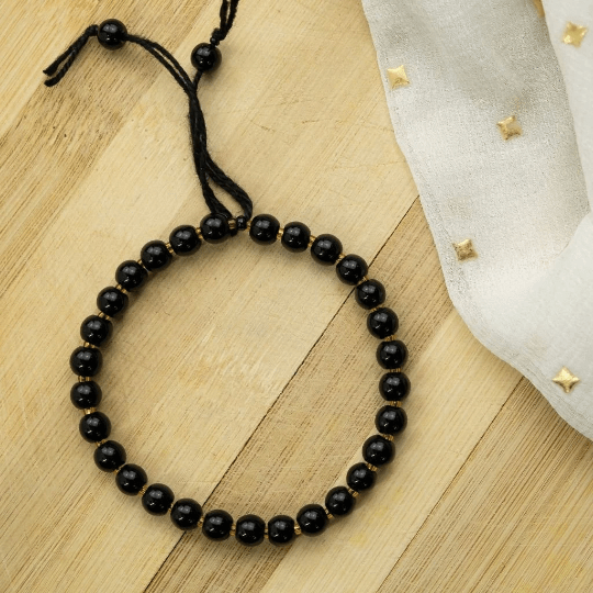 Large Matt Black Beads Daily Unisex Adjustable Yoga Meditation Bracelet
