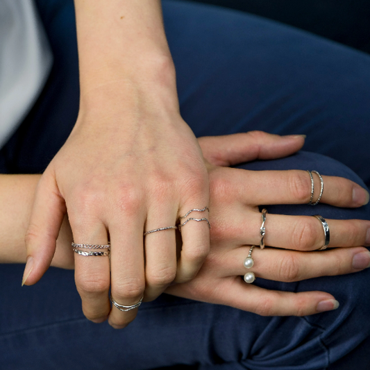 10 Piece Pearl Boho Silver Gold Stackable Midi Tribal Bohemian Ring Set