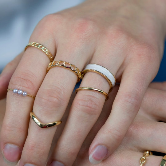 10 Piece Boho Silver Gold Tribal midi Pearl Vintage Stackable Ring Set