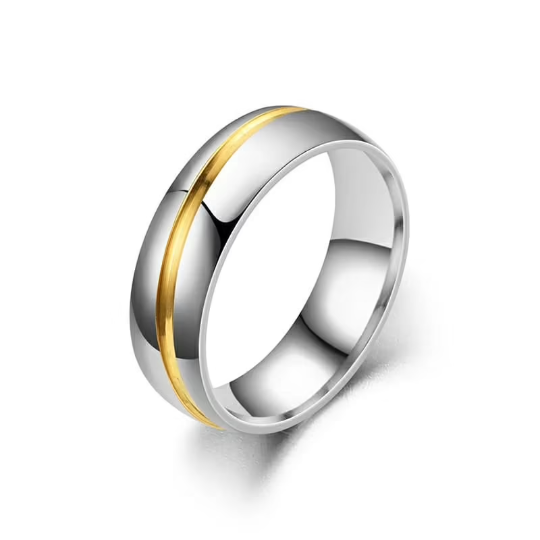 8mm Stainless Steel Silver Golden Band Promise Ring Set
